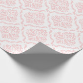 Bord roze bloemdamast patroon op wit cadeaupapier (Hoek)