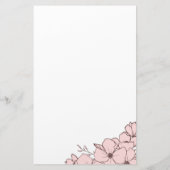 Bord Roze Bloemen Naam Monogram Website Briefpapier (Achterkant)