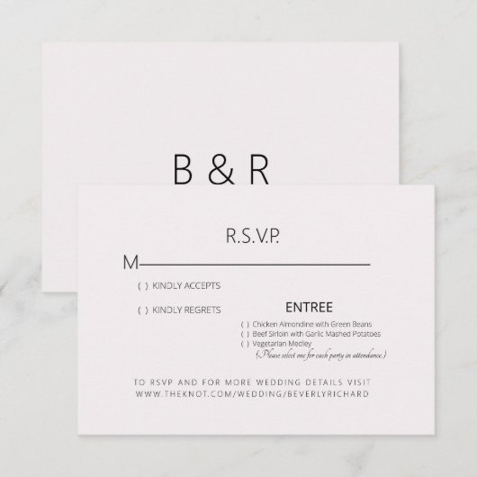 Bord Roze Bruiloft RSVP Kaart (Voorkant / Achterkant)