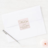 Bord Roze en Antiek Monogram Dank u Vierkante Sticker (Envelop)