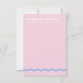 Bord Roze en Frans Blauw Wavy Lijst Persoonlijk Bedankkaart (Voorkant)
