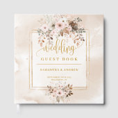Bord Roze en Goud Herfst Boho Wedding Guest Book Gastenboek (Voorkant)