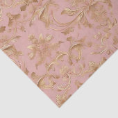 Bord Roze en Metalic Goud Damask Decoupage Tissuepapier (Detail)