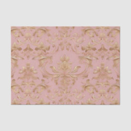 Bord Roze en Metalic Goud Damask Decoupage Tissuepapier