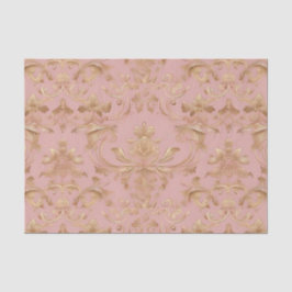 Bord Roze en Metalic Goud Damask Decoupage Tissuepapier