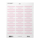 Bord Roze en Wit Damast Elegant Adreslabel Etiket (Full Sheet)