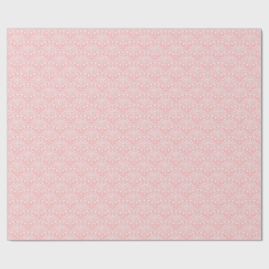 Bord Roze en Witte Bloemen Damaskpatroon Cadeaupapier (Vlak)