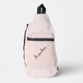 Bord Roze en Witte Vierkantjes Patroon Sling Bag (Voorkant)