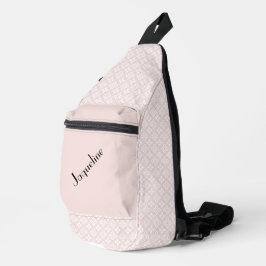 Bord Roze en Witte Vierkantjes Patroon Sling Bag