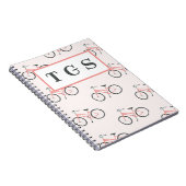 Bord roze fietsen monogram notitieboek (Rechterzijde)