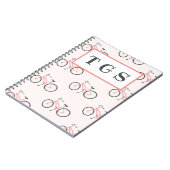 Bord roze fietsen monogram notitieboek (Linkerzijde)
