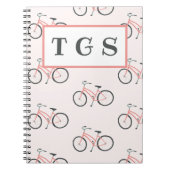 Bord roze fietsen monogram notitieboek (Voorkant)