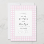 Bord Roze Gingham Classic Meisjes Baby shower Kaart (Voorkant)