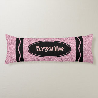Bord Roze Glitter Crayon Custom Naam Body Kussen