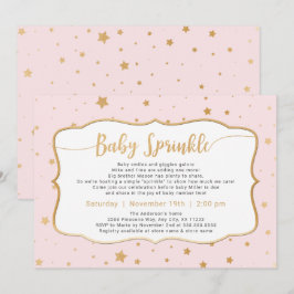 Bord Roze Gouden Sterren Baby Sprinkle Kaart