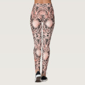  Bord Roze Kant op Zwart Leggings (Achterkant)