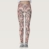  Bord Roze Kant op Zwart Leggings (Voorkant)