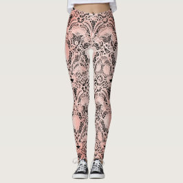 Bord Roze Kant op Zwart Leggings