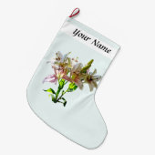 Bord roze lelies met achtergrondverlichting grote kerstsok (Voorkant (Hangend))