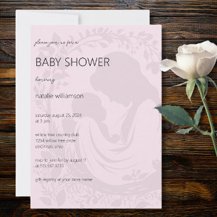 Bord Roze Moeder & Kind Silhouet Baby shower Kaart