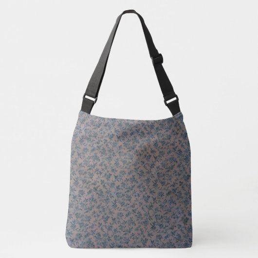 Bord Roze Mooie Blauw Bloemen Patroon Canvas tas (Voorkant)