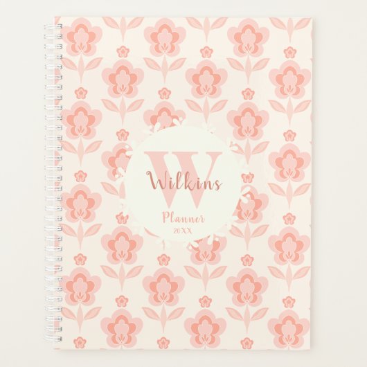 Bord Roze Perzik Boho Bloemen Art Decor Planner (Voorkant)