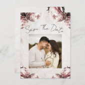 Bord Roze Pioenbloemen Save the Date Aankondigingskaart (Voorkant / Achterkant)