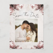 Bord Roze Pioenbloemen Save the Date Aankondigingskaart (Voorkant)