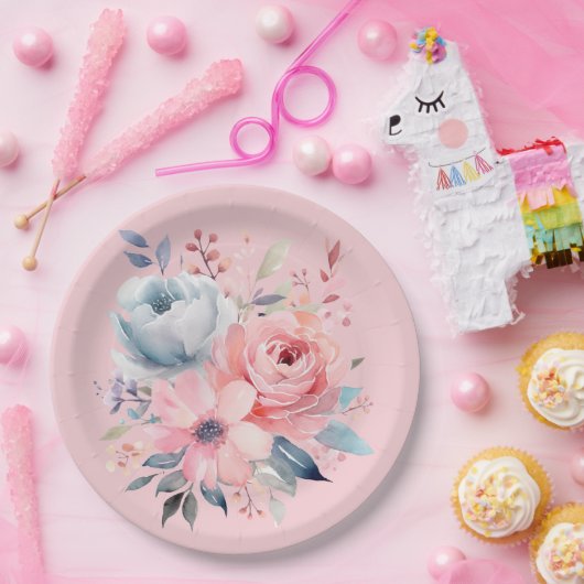 Bord Roze pioenen Bloemen Boeket Douche (Feest)