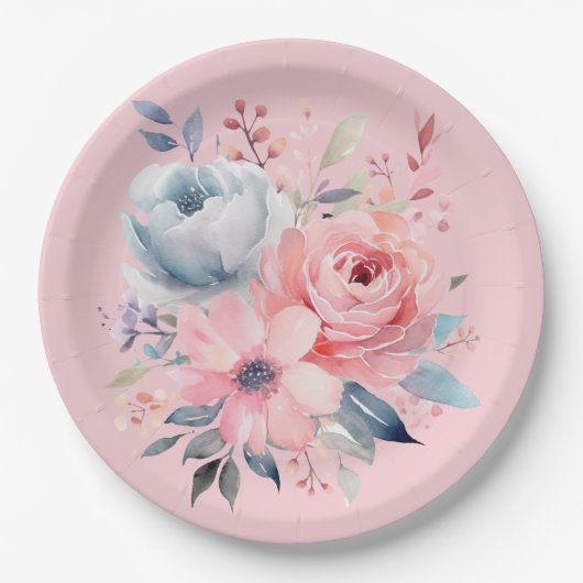 Bord Roze pioenen Bloemen Boeket Douche (Voorkant)