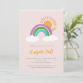 Bord Roze Regenboog Zonneschijn Boho Baby shower Kaart (Staand voorkant)