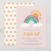 Bord Roze Regenboog Zonneschijn Boho Baby shower Kaart (Voorkant / Achterkant)