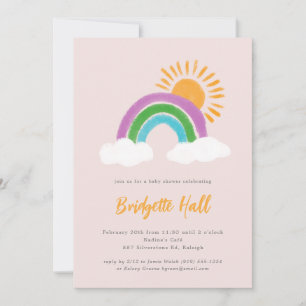 Bord Roze Regenboog Zonneschijn Boho Baby shower Kaart