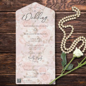 Bord Roze Roze Boeket QR Code All In One Uitnodiging