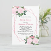 Bord Roze Rozen Groen Geometrisch Vrijgezellenfees Kaart (Staand voorkant)