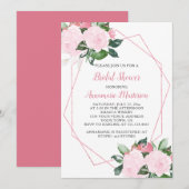 Bord Roze Rozen Groen Geometrisch Vrijgezellenfees Kaart (Voorkant / Achterkant)