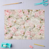  Bord Roze Rozen Oude Letter Decoupage Tissuepapier (Craft)