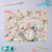  Bord Roze Rozen Oude Letter Klok Decoupage Tissuepapier (Craft)