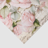  Bord Roze Rozen Oude Letter Klok Decoupage Tissuepapier (Detail)