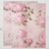  Bord Roze Rozen Stationery (Voorkant / Achterkant)