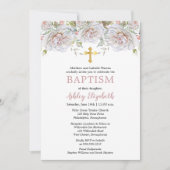 Bord roze rozen Waterverf Floral Baptisme Kaart (Voorkant)