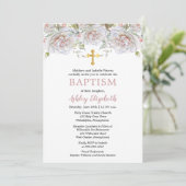 Bord roze rozen Waterverf Floral Baptisme Kaart (Staand voorkant)