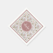 Bord Roze Rozenpatroon met Monogram en Naam Servet (Hoek)