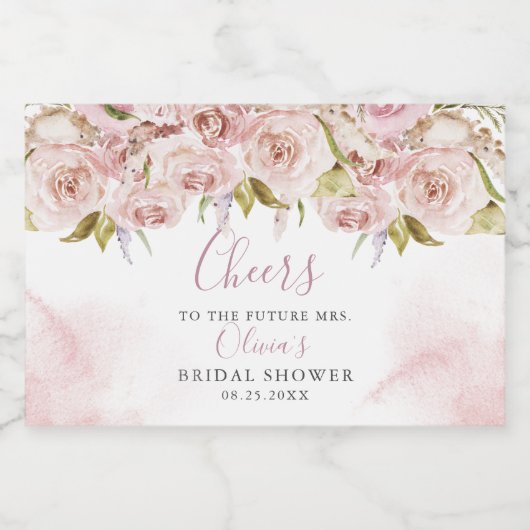 Bord Roze Stoffig Roos Vrijgezellenfeest Mousseren Sparkling Wijnetiket (Enkel label)