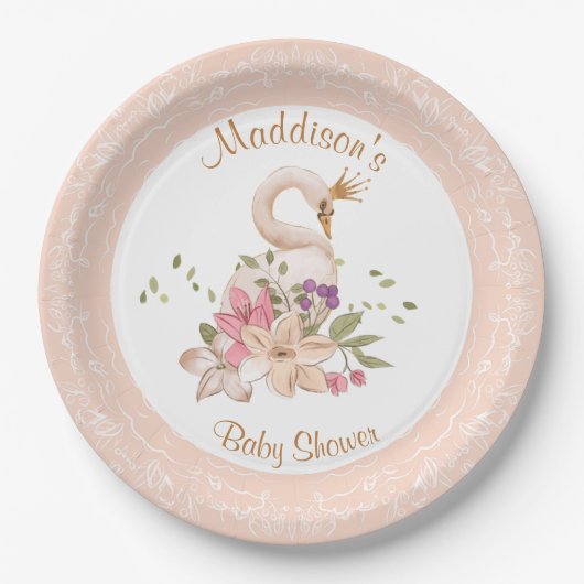 Bord roze    voor bruinbruisend Baby shower (Voorkant)