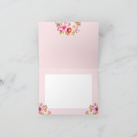 Bord Roze Waterverf Bloemen baby shower Bedankkaart (Binnen)