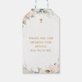 Bord Roze Waterverf Bloemen Religieus Baby shower Cadeaulabel (Achterkant)
