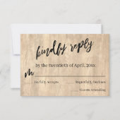 Bord rustiek hout Casual handschrift bruiloft RSVP Kaartje (Voorkant)