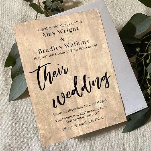 Bord rustieke schuur hout typografie hun bruiloft kaart