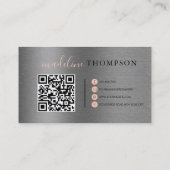 Bord Sinaasappel Metallic Brush Steel Script QR-co Visitekaartje (Achterkant)